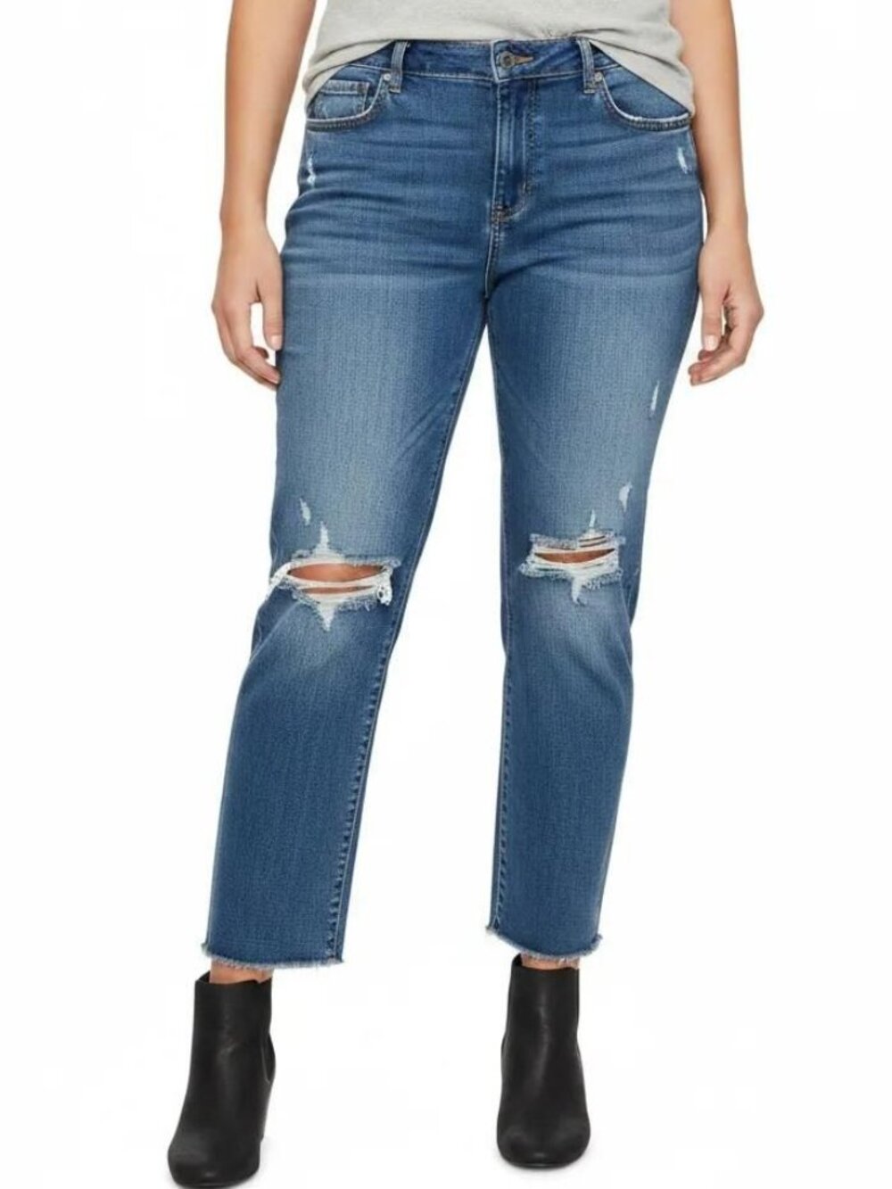 Old Navy Boyfriend Distressed Blue Jeans Size 16 Medium Wash Casual Denim Pants